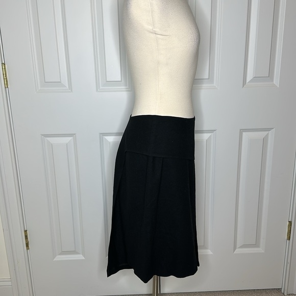 Morgane Le Fay Black Cashmere Mid-Waisted Knee Length Asymmetrical Skirt SzL - Picture 3 of 7